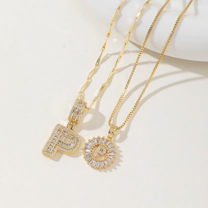 Aisha | Women's Initial Letter Pendant Necklace Set of 2