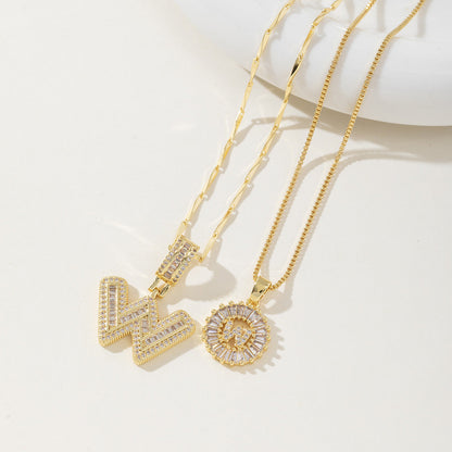 Aisha | Women's Initial Letter Pendant Necklace Set of 2