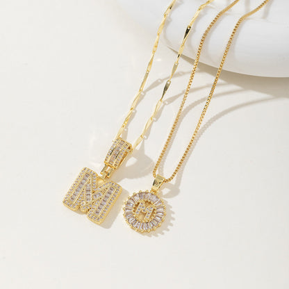 Aisha | Women's Initial Letter Pendant Necklace Set of 2