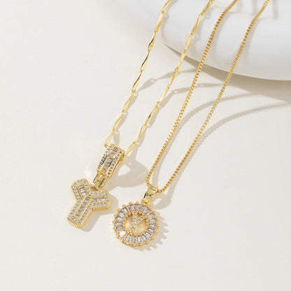 Aisha | Women's Initial Letter Pendant Necklace Set of 2