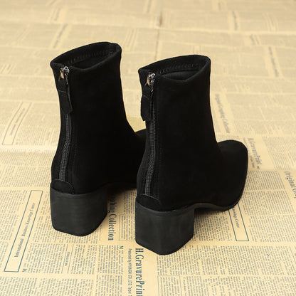 Vynce | Women's Square Toe Block Heel Ankle Booties