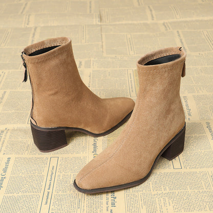 Vynce | Women's Square Toe Block Heel Ankle Booties