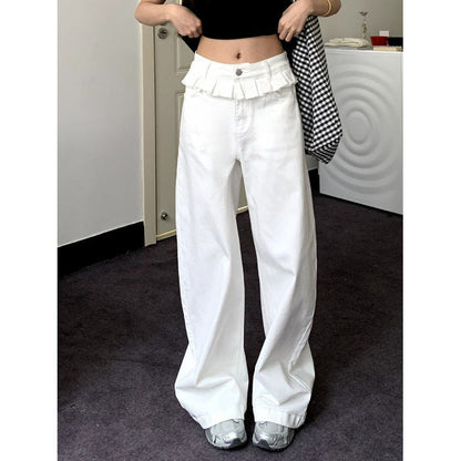Paisley | Women's Lace Trim High Waisted Wide Leg Jeans