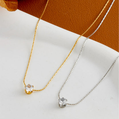 Joanne | Women's Minimalist Crystal Solitaire Pendant Necklace
