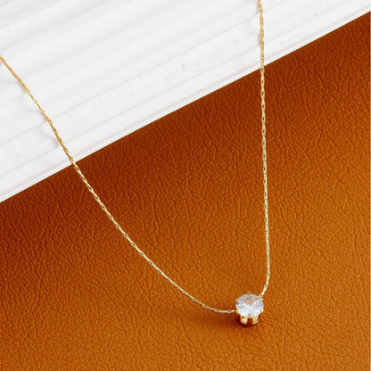 Joanne | Women's Minimalist Crystal Solitaire Pendant Necklace