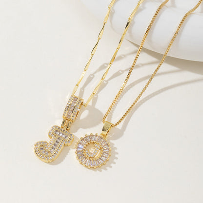 Aisha | Women's Initial Letter Pendant Necklace Set of 2