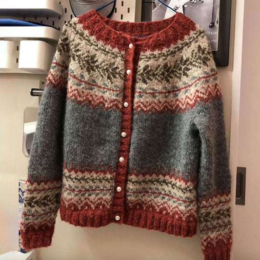 Florence | Women's Nordic Fair Isle Knit Button Up Cardigan