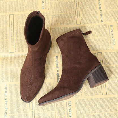 Vynce | Women's Square Toe Block Heel Ankle Booties