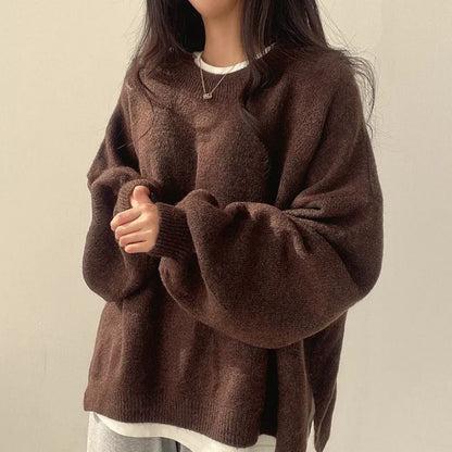Cindy | Women's Knit Oversized Crew Neck Raglan Sweater