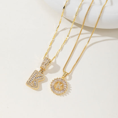 Aisha | Women's Initial Letter Pendant Necklace Set of 2