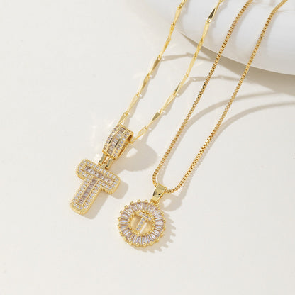 Aisha | Women's Initial Letter Pendant Necklace Set of 2