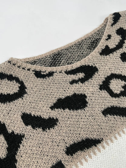 Panthera | Women's Leopard Print Colour Block Knit Sweater