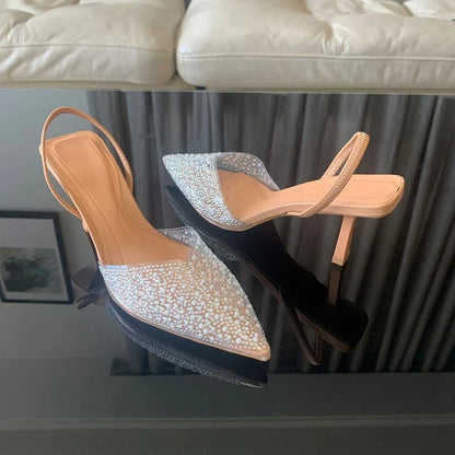 Madison | Women's Rhinestone Pointed Toe Slingback Heels