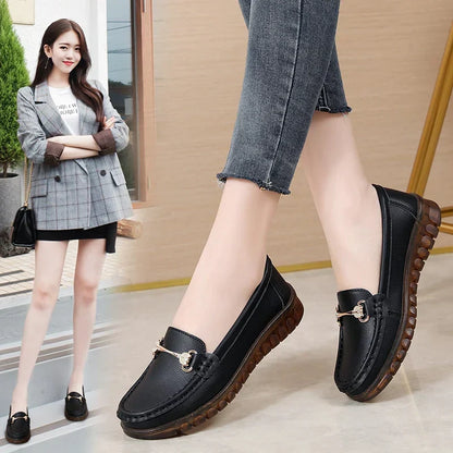 Yvette | Women's Leather Look Horsebit Slip On Loafers