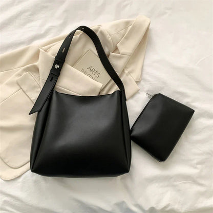 Nathalie | Women's Faux Leather Minimalist Shoulder Tote Bag