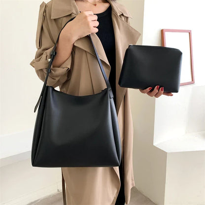 Nathalie | Women's Faux Leather Minimalist Shoulder Tote Bag