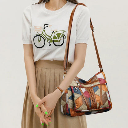 Roseline | Women's Vintage Patchwork Faux Leather Crossbody Bag