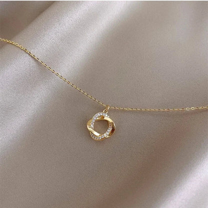 Jean | Women's Minimalist Twist Circle Pendant Necklace