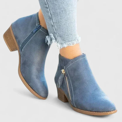Auryziah | Women's Orthopedic Side Zip Block Heel Ankle Boots