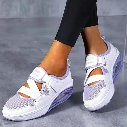 Lise | Women's Mesh Hook and Loop Slip On Platform Sneakers