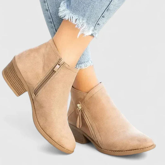 Auryziah | Women's Orthopedic Side Zip Block Heel Ankle Boots