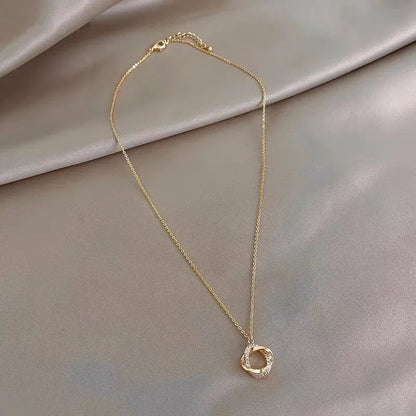 Jean | Women's Minimalist Twist Circle Pendant Necklace
