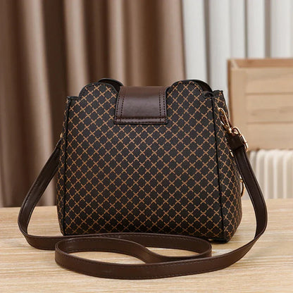 Marjorie | Women's Printed Faux Leather Bucket Crossbody Bag with Chain