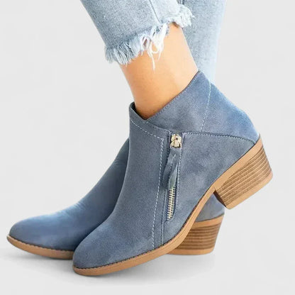 Auryziah | Women's Orthopedic Side Zip Block Heel Ankle Boots