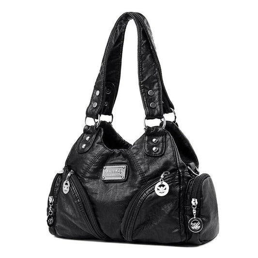 Josie | Women's Washed Faux Leather Multi Pocket Shoulder Bag