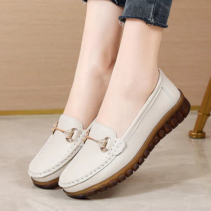 Yvette | Women's Leather Look Horsebit Slip On Loafers