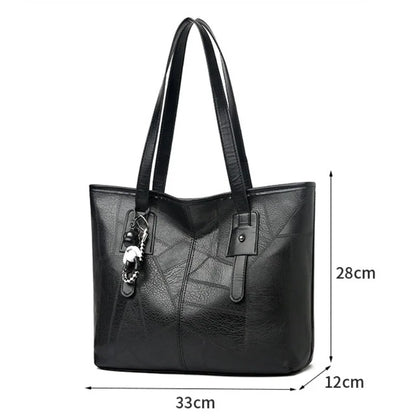 Susan | Women's Vintage Faux Leather Tote Bag with Bear Charm