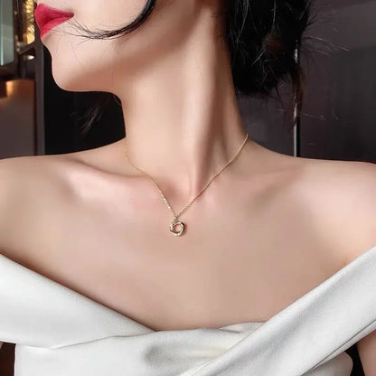 Jean | Women's Minimalist Twist Circle Pendant Necklace