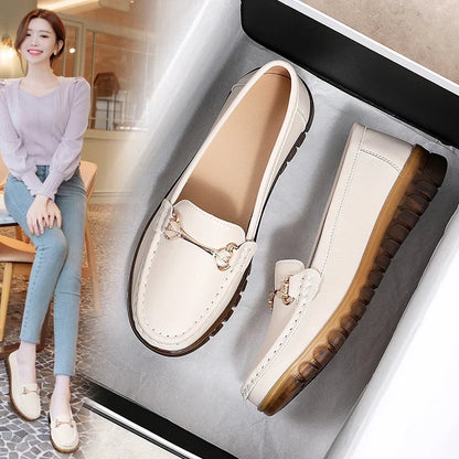 Yvette | Women's Leather Look Horsebit Slip On Loafers