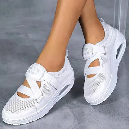 Lise | Women's Mesh Hook and Loop Slip On Platform Sneakers