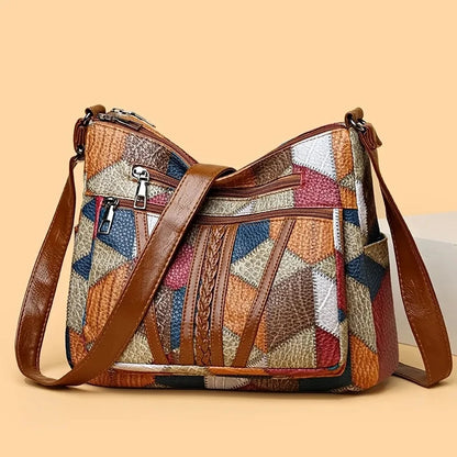 Roseline | Women's Vintage Patchwork Faux Leather Crossbody Bag