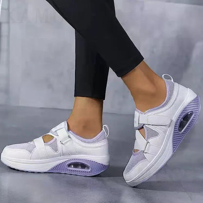 Lise | Women's Mesh Hook and Loop Slip On Platform Sneakers