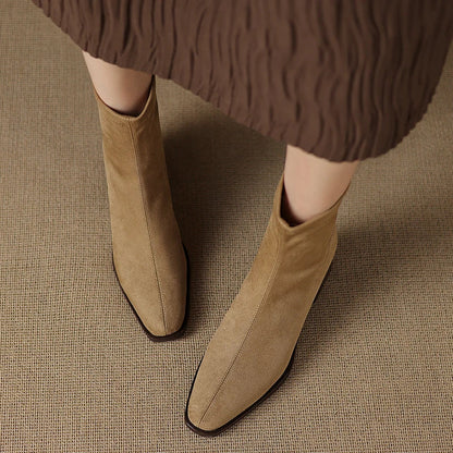 Vynce | Women's Square Toe Block Heel Ankle Booties