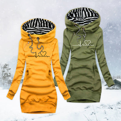 Pulse | Women's Heartbeat Print Hoodie Dress