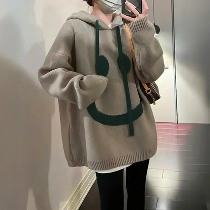 Smiley | Women's Smiley Face Oversized Pullover Hoodie
