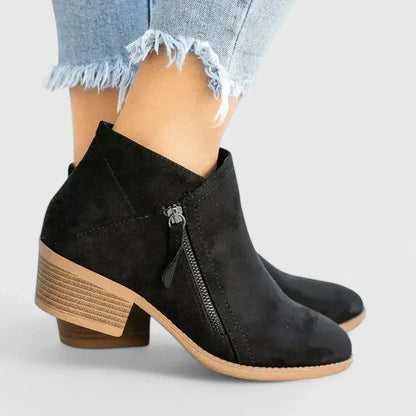Auryziah | Women's Orthopedic Side Zip Block Heel Ankle Boots