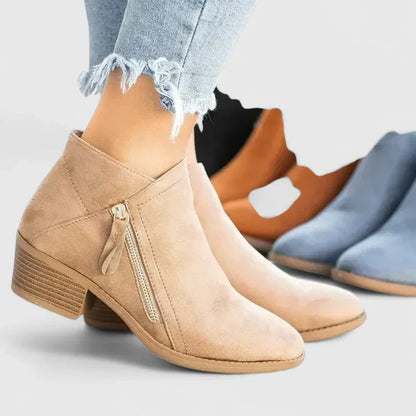 Auryziah | Women's Orthopedic Side Zip Block Heel Ankle Boots