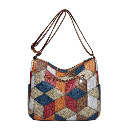Roseline | Women's Vintage Patchwork Faux Leather Crossbody Bag
