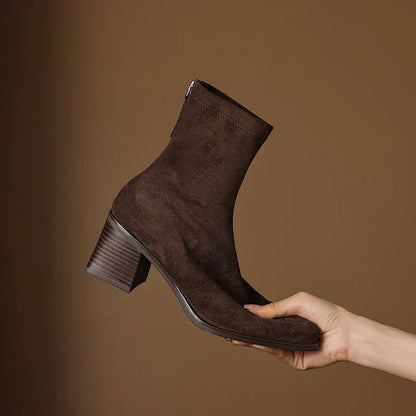 Vynce | Women's Square Toe Block Heel Ankle Booties