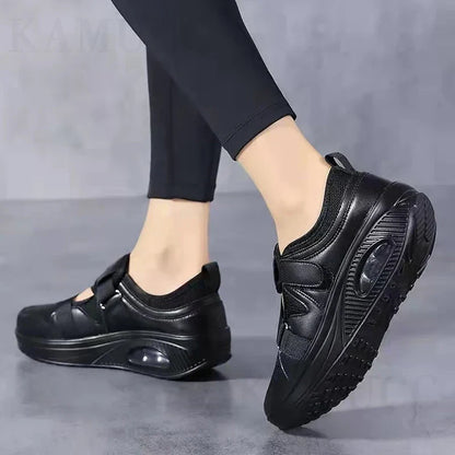 Lise | Women's Mesh Hook and Loop Slip On Platform Sneakers