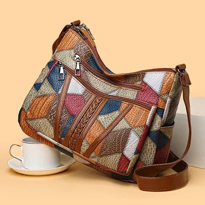 Roseline | Women's Vintage Patchwork Faux Leather Crossbody Bag