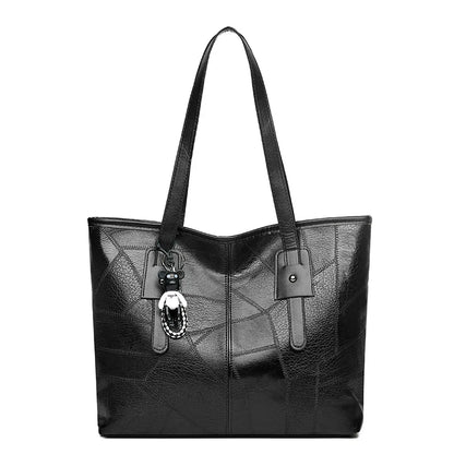 Susan | Women's Vintage Faux Leather Tote Bag with Bear Charm