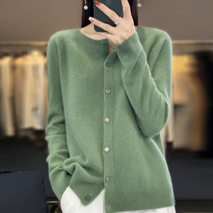 Eleanor | Women's Soft Knit Button Up Crew Neck Cardigan