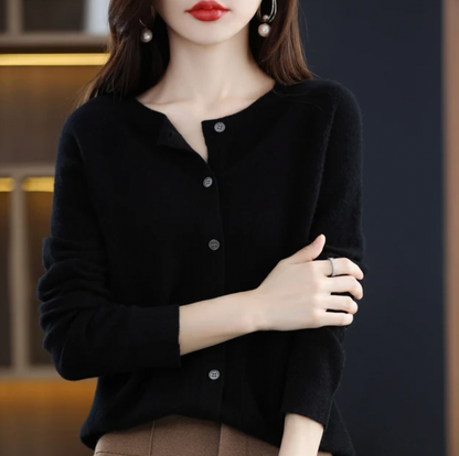 Eleanor | Women's Soft Knit Button Up Crew Neck Cardigan