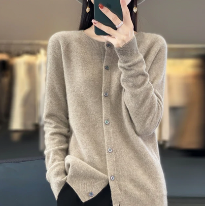 Eleanor | Women's Soft Knit Button Up Crew Neck Cardigan