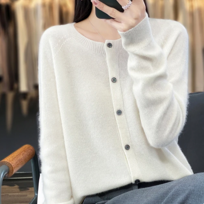 Eleanor | Women's Soft Knit Button Up Crew Neck Cardigan